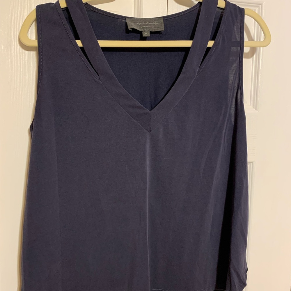 Sundays in Brooklyn dark blue tank medium petite